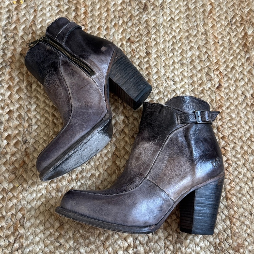 Bed Stu 8 Isla Bootie Heeled Shoes Distressed Leather Boots - Picture 8 of 12